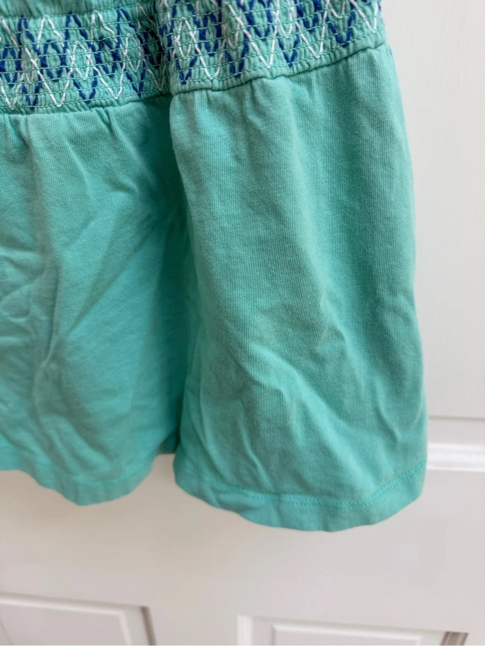 Gymboree Girls 4 Teal Green Ruffled Tank Dress with Embroidered Waist